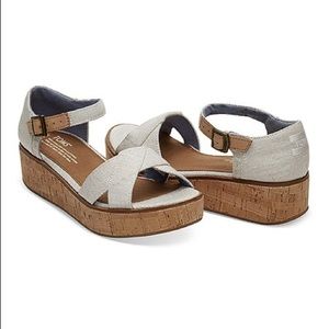 Toms Harper Canvas and Cork Wedges